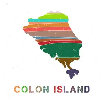 Colon Island map design. Shape of the island with beautiful geometric waves.. Illustrazione stock
