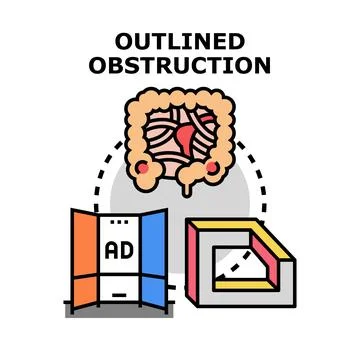 Colon obstruction blocking ad and conceptual barrier Stock Illustration