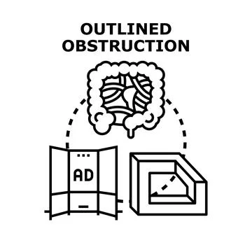 Colon obstruction blocking ad and conceptual barrier Stock Illustration