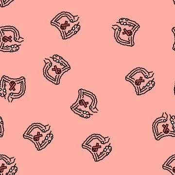 Colon rectal cancer vector seamless pattern Stock Illustration