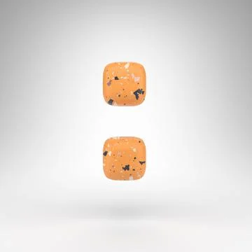 Colon symbol on white background. 3D sign with orange terrazzo pattern textur Stock Illustration