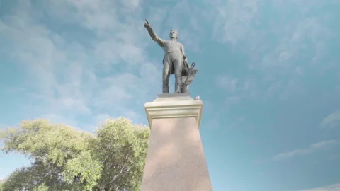 Colonel Light statue moving shot HD Stock Footage 157421964