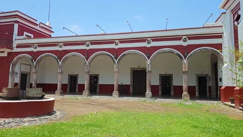 Colonial Arched Building in La Sauceda Stock Footage 286380926