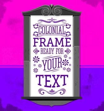 Colonial Frame vector illustration, ready to place your text or design. Ilustración de archivo
