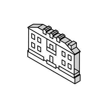 Colonial house isometric icon vector illustration Stock Illustration