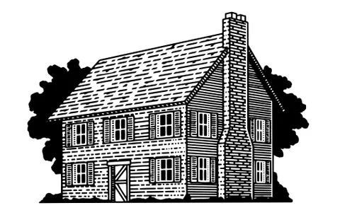 Colonial House original Stock Illustration