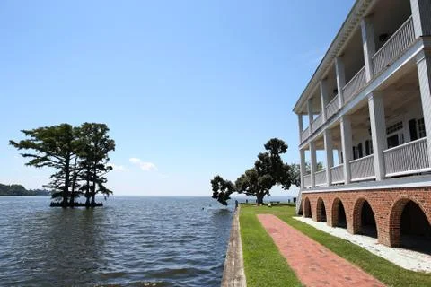 Colonial House on the Water Stock Photos
