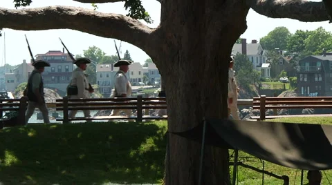 Colonial Men Marching in a line Stock Footage 888505