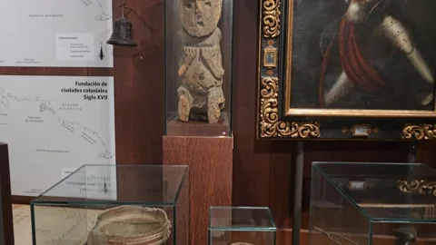 Colonial Portrait and Artifacts Display, Museo Nacional de Colombia, Colombia 8K Video stock 331513874