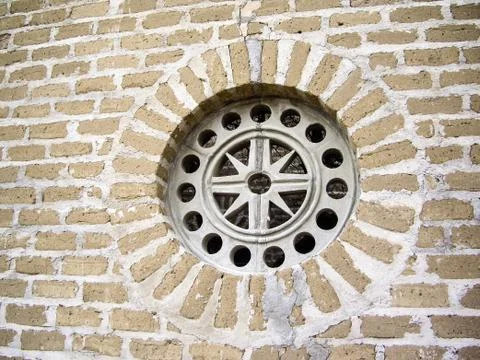Colonial window on wall in mexico Stock Photos