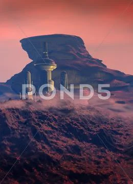 Colonised mars, artwork Stock Illustration