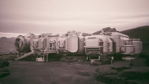 Colonist base established on a distant planet with advanced habitation modules 動画素材 314657544