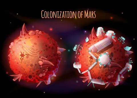 Colonization of Mars concept illustration Stock-Illustration