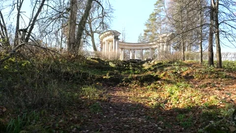 Colonnade of Apollo (Temple of Apollo) architectural structure in Pavlovsk Park 스톡 동영상 321186907