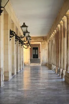 Colonnade in Corfu Stock Photos