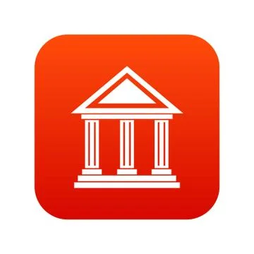 Colonnade icon digital red Stock Illustration