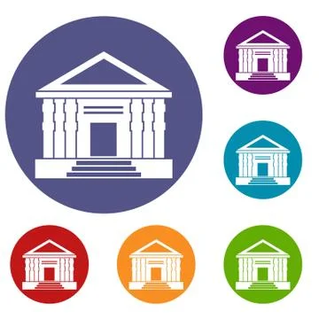 Colonnade icons set Stock Illustration