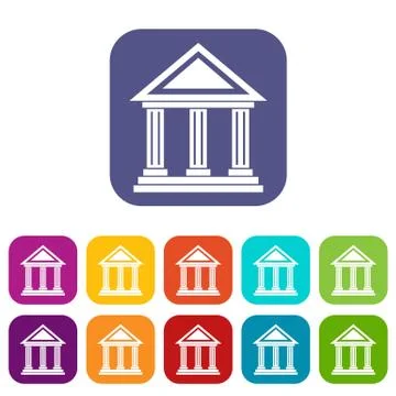 Colonnade icons set Stock Illustration