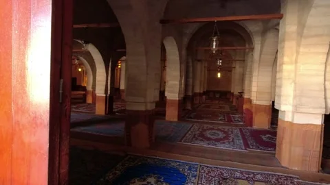 Colonnade inside the prayer room in the great mosque, Sousse, Tunisia Stock Footage 254269451