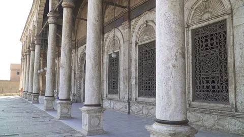Colonnade of the Muhammad Ali Mosque in Cairo, Egypt Stock Footage 129408055