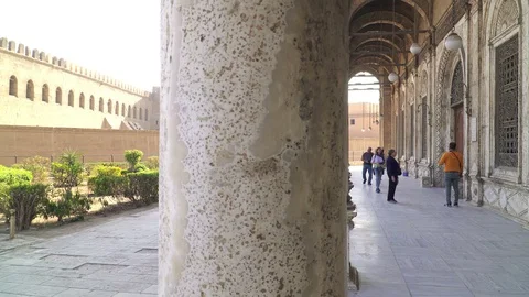 Colonnade of the Muhammad Ali Mosque, panning video Stock Footage 129409171