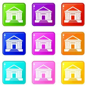 Colonnade set 9 Stock Illustration