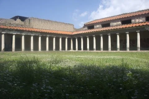 Colonnade of Villa Poppaea, Oplontis. Southern Italy. Stock Photos
