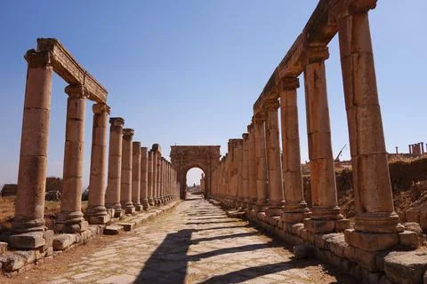 Colonnades of Jerash Stock Photos