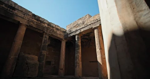 Colony ancient hall in ruins in Pathos, Cyprus. Stock Footage 272995765