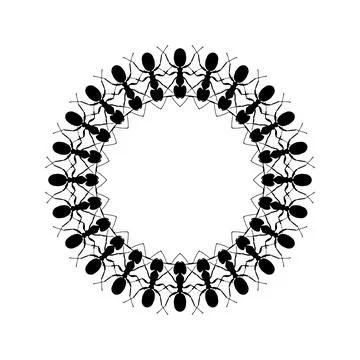 Colony of the Ant Silhouette Circle Shape Composition Stock Illustration