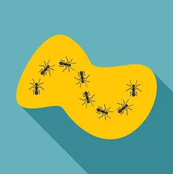 Colony of ants crawling on yellow path Stock Illustration