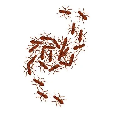 Colony of ants marching in trail formation Stock Illustration