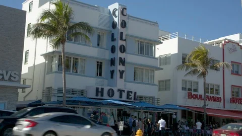 Colony Hotel on Ocean Drive - South Beach, FL Stock Footage