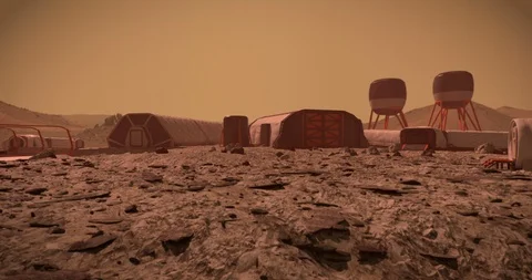 Colony on mars, base on the red planet Stock Footage 111263003