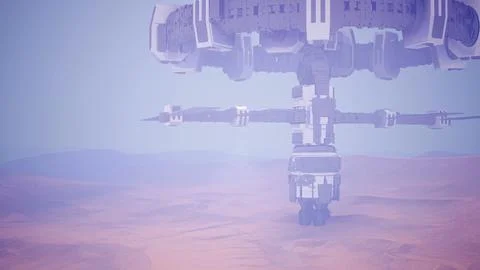 Colony on Mars Planet Stock Illustration
