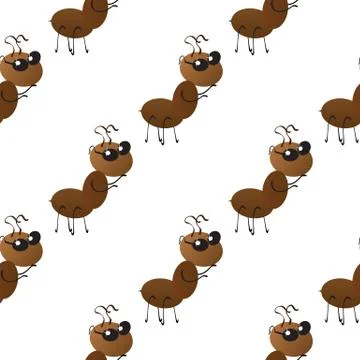 A colony of small working ants on the way. Seamless Wallpaper pattern. Stock Illustration