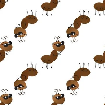 A colony of small working ants on the way. Seamless Wallpaper pattern. Stock Illustration
