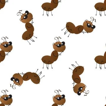 A colony of small working ants on the way. Seamless Wallpaper pattern. Stock Illustration