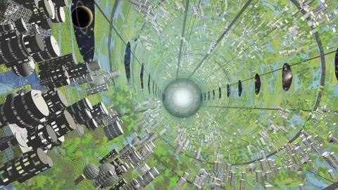 Colony Space Craft Interior Ilustración de archivo