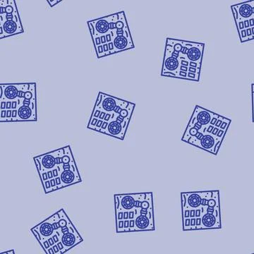 Colony space exploration line vector seamless pattern 스톡 일러스트