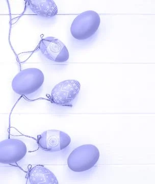 Color of 2022 very peri. Easter eggs are a great background for design Stock Photos
