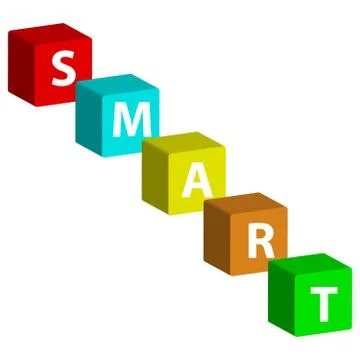 Color 3D cubes with text smart isolated on white background Stock Illustration