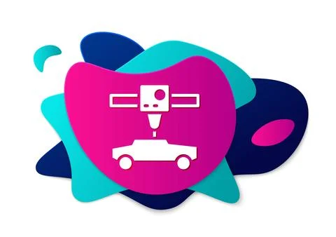 Color 3D printer car icon isolated on white background. 3d printing. Abstract Stock Illustration
