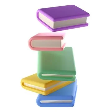 Color 3D Stack of Closed Books in air Icon Isolated with clipping path. Render Illustrazione stock
