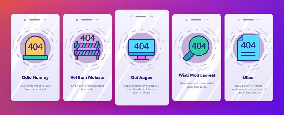 Color 404 HTTP Error Message Vector Onboarding Stock Illustration