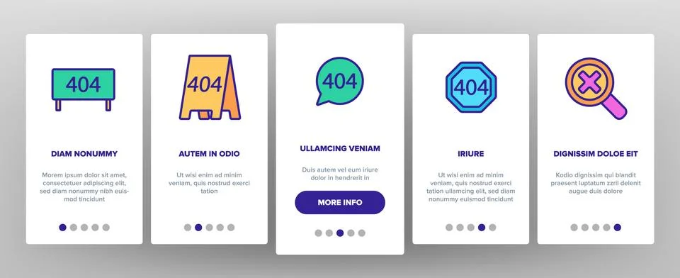 Color 404 HTTP Error Message Onboarding Stock Illustration