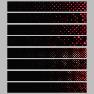 Color abstract dot pattern rectangular web banner background set Stock Illustration