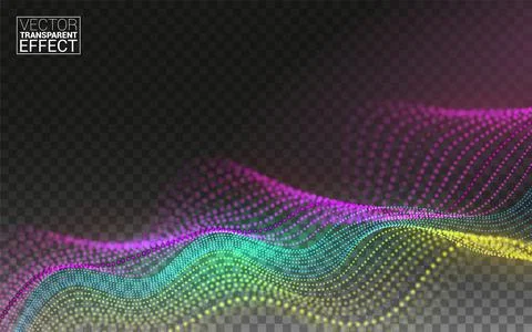 Color Abstract linear 3D. Technology Data Flow Particles. Digital Composition Stock Illustration