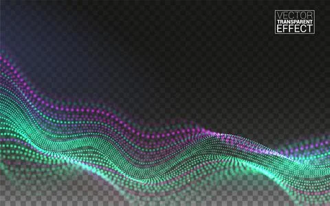 Color Abstract linear 3D. Technology Data Flow Particles. Digital Composition Stock Illustration