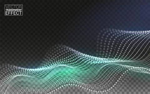 Color Abstract linear 3D. Technology Data Flow Particles. Digital Composition Stock Illustration